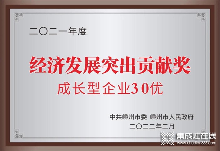 藍(lán)炬星集成灶榮獲嵊州市“經(jīng)濟(jì)發(fā)展突出貢獻(xiàn)獎”