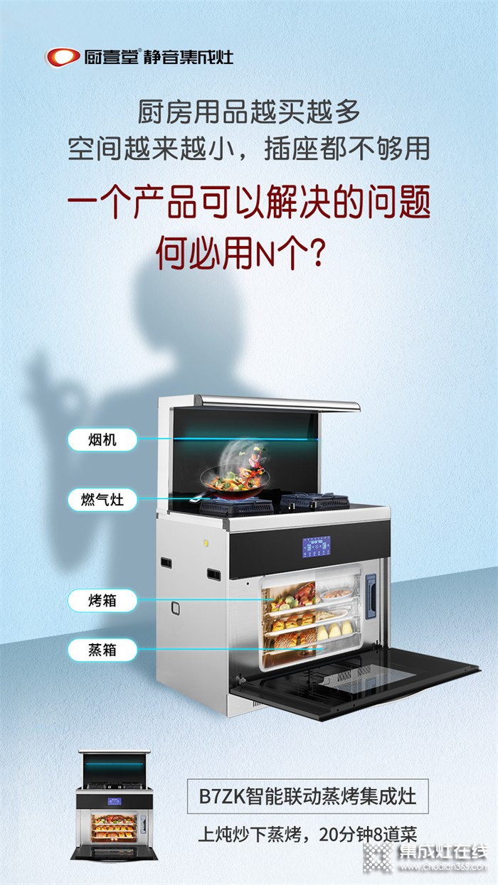 廚壹堂靜音集成灶 | 一個產品可以解決的問題何必用N個？